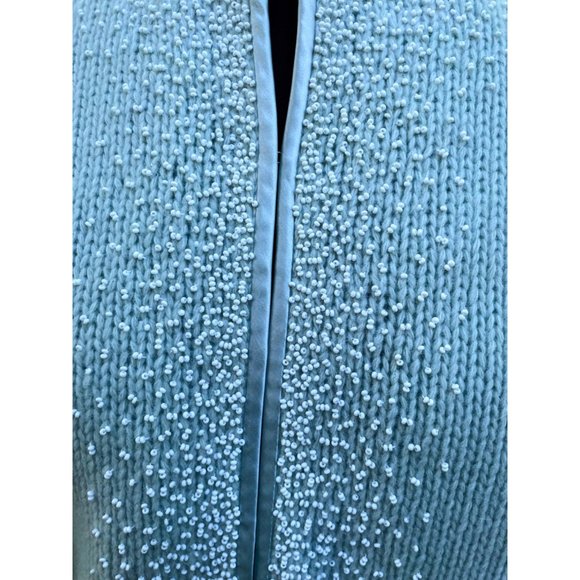 Vintage Angora Seed bead Light Blue Knit Sweater cardigan Hong Kong Medium - Picture 11 of 16